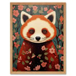 Red Panda Cute Tree Blossom Kids Bedroom Artwork Art Print Framed Poster Wall Decor 12x16 inch