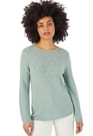 Damart - Pull Maille Ajourée Mélange Alpaga, Femme, Col Rond, Vert Jade, Manche Longue