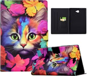 Tablette Coque Pour Samsung Galaxy Tab A 10.1 2016 (Sm-T580/T585) Housse Pu Cuir Animaux Mignons Peinture Etui Samsung Tab A 10.1 2016 Flip Cover Avec Fonction Support,Roses Et Cha[Lle244466]