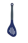 KitchenCraft Colourworks CWBRTURNNVY Multi Fish Slice / Slotted Turner, Silicone, Blackberry, 28 cm