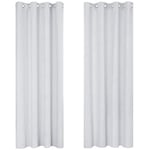 Deconovo Lot de 2 Rideau Thermique Isolant Anti Froid Oeillet Occultant Décorative Rideau Salon Design Moderne Motif Argenté 140×180 cm Blanc Pâle Gris