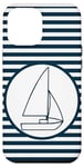 Coque pour iPhone 15 Plus Nautical Stripes Bleu Marine Blanc Minimaliste Yacht Voilier