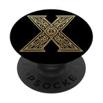 Lettre initiale du nom de l'alphabet X dans le style art déco PopSockets PopGrip Interchangeable