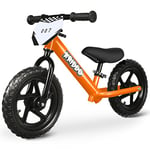 KRIDDO Toddler Balance Bike 2 Year Old, Age 18 Months to 5 Years Old, 12 Inch Push Bicycle with Customize Plate (3 Sets of Stickers Included), Gift Bike for 2-3 Boys Girls, Orange