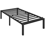 Yaheetech Lit Simple 90x200 cm en Métal Assemblage Simple pour Petits Espaces Adultes Noir