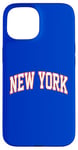 Coque pour iPhone 15 Retro New York Hommes NY Bleu Orange Femmes Vintage NY Blanc Tee