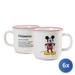 6x Tasses Jumbo Home Mickey Et Minnie Noël 440cc en Porcelaine