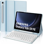 Coque Clavier Pour Samsung Tab S9 Fe 10.9"",Clavier Galaxy Tab S9 Fe 2023,Azerty Français Clavier Magnétique Détachable Bluetooth Pour Tablette Samsung S9 Fe 10.9"",Bleu Ciel(Q681)