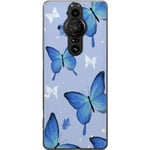 Kännykkäkuori Sony Xperia Pro-I-laitteelle, jossa on Sinisiä perhosia kuvio