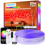 TENDIST 20M RVB IP68 Neon Ruban LED Flexible, WiFi Etanche LED Ruban Exterieur Compatible avec Alexa, 120 LED/Mètre, DIY 24V Bande LED Néon avec Sync Musique pour Chambre, Fêtes, Jardin