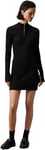 Calvin Klein Jeans Women's Half Zip Long Sleeve Dress, Black (Ck Black), L