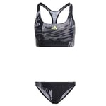 adidas Women's Allover Graphic Bikini Set, Grey/Grey Five/Carbon/Black, 40"