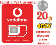 New Vodafone Sim Card Pay As You Go Plus Unlimited Calls,text,Data PAYG SIM Card