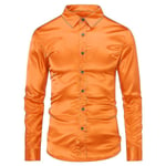 Herrkläder Casual Fashion Blank Longärmad Slim-fit Formell Skjorta Orange M