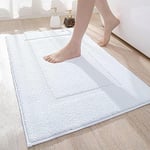 DEXI Tapis de Bain 40 x 60 cm, Absorbant et Antiderapant, Lavable en Machine, Moelleux en Microfibre, pour Salle de Bains, Douche, Baignoire, Blanc