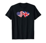 United Kingdom USA Flag Shirt Heart British American Love T-Shirt