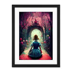 Doppelganger33 LTD Alice In Wonderland Through Looking Glass Enchanted Pink Forest Artwork Framed Wall Art Print 18X24 Inch