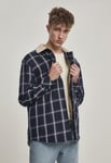 Urban Classics Rutig skjortjacka fodrad (S,Navy/vit)