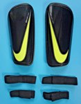 NIKE MERCURIAL HARD SHELL SLIP IN SHIN GUARDS BLACK / YELLOW ~ ADULT LARGE ~ NEW