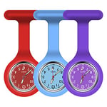 Vicloon Montre à Gousset D'infirmière,3pcs Infirmière Montre Broche en Silicone avec Broche pour Infirmières et à Tout Autre Professionnel de la Santé