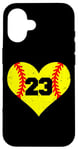 iPhone 16 Softball Number 23 Jersey Funny Softball Heart Game Day Case