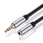 Audio Mic Extension Cable 15M,3.5mm Aux Headphone Extender 4-Pole Jack Plug Extension Lead Stereo Male to Female Braided Cord for Headset,TV,Laptop,Phone,Switch Lite,Car,PS4,Xbox and more(15M/50Ft)