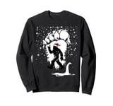 Funny Bigfoot Christmas Loch Ness Santa Hat Snowflakes Xmas Sweatshirt