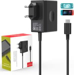 Chargeur Usb Pour Nintendo Switch Console Adaptateur Secteur Pour Nintendo Switch/Switch Oled/Lite, Mode Tv 15v / 2.6a Charge Rapide Avec Câble De 1.5m/5ft