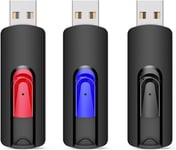 Clé USB 32Go 3.0,Lot de 3 Cle USB 3.0 32 Go rétractable Glisser,32 Go USB 3.0 Stockage Données avec Lumière LED pour PC/tablettes/Ordinateurs/TV/Car (5 Couleures USB 3.0).[Y1231]