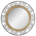 Atmosphera - Miroir Rond en Métal & Bois Joe 45cm Noir