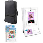 HP Sprocket Photomaton Machine Imprimante Photo Instantanée Couleur (Blanc) Starter Bundle + Papier Zink (100 Feuilles) + Étui de Transport Rembourré