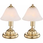 Etc-shop - Lot de 2 veilleuses lampes de lecture en laiton doré optique albâtre lampes en verre interrupteur tactile