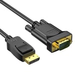 Câble DisplayPort vers VGA, adaptateur DisplayPort vers VGA 6 pieds, cordon DP vers VGA mâle vers mâle plaqué or 1080P@60Hz compatible pour ordinateur, moniteur, projecteur et plus