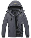 Wantdo Femme Veste de Ski Imperméable Voyage Coupe-Vent Manteau d'hiver Chaud avec Capuche Veste Randonnée Travail Veste de Snowboard Outdoor Gris XL