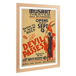 Big Box Art Framed Print of Vintage WPA Poster The Devil Passes (1) Design | Wall Art Picture | Home Decor for Kitchen, Living Room, Bedroom, Hallway, Oak, A2 / 24.5x18 Inch / 62x45cm