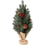 Salcar - Mini Sapin de Noël Artificiel 50cm, Petit Arbre de Noel de Bureau avec 100%-PE Pointes de Branche, Socle en Ciment, Décoration de Noël, Vert