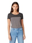 TOM TAILOR Denim Women's Striped T-shirt with heart print 1012686, 19022 - Dark Grey Rose Stripe, M