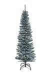 SHATCHI Sapin de Noël Artificiel floqué Fin de 1,4 m à 2,4 m avec Pointes Pointues et Support en métal, Vert givré, 1,8 m