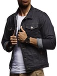 Leif Nelson LN9500 Veste en jean pour hommes stretch basique avec col montant veste mi-saison à capuche veste de survêtement veste décontractée veste Bleu S