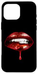 Coque pour iPhone 16 Pro Max Chemise à lèvres sexy, rouge à lèvres, gloss à lèvres, art des lèvres rouge