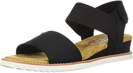 Skechers Women's BOBS Desert Kiss Ankle Strap Sandals, Black Microfiber Suede/ Gore Trim, 8 UK