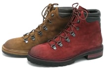 MAT 20 Z3607 Bottine Lacets en Daim Rouge Cuir Noir / Cuir Café