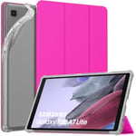 MoKo Étui Compatible avec Samsung Galaxy Tab A7 Lite 8.7 Pouces 2021(SM-T227/SM-T225/SM-T220), Étui à Trois Volets Anti-Chocs Coque de Protection avec Support Dos Translucent, Rouge Pitaya