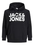 JACK&JONES PLUS Men's Jjecorp Logo Noos Ps Hooded Sweatshirt, Black, 3XL Plus UK