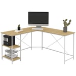 Idmarket - Bureau d'angle en forme de l detroit design industriel bois et métal blanc