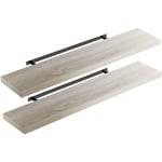 Set de 2 Étagères murales flottantes mdf robuste effet flottant support de fixation inclus étagère bois rangement livre décoration cd 50cm (de), Set