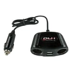 DLH Chargeur multiprise pour voiture avec 2 prises allume-cigare et 2 ports USB 12/24V 2A DYWU945 noir