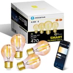 Aigostar Ampoule Connectée Alexa, Ampoule LED E27 Edison, G45 Ambre Ampoule Vintage WIFI, 4.5W 470LM, Blanc Chaud Dimmable 2700K -6500K, Compatible Alexa et Google Home, 4 Unités