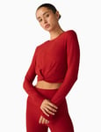 Featherweight Center Stage Cropped Pullover - Ruby Red Heather - L