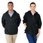 Charles River Apparel Women's Pack-n-go Wind & Water-Resistant Pullover (Reg/Ext Sizes) Windbreaker Jacket, Black, XS